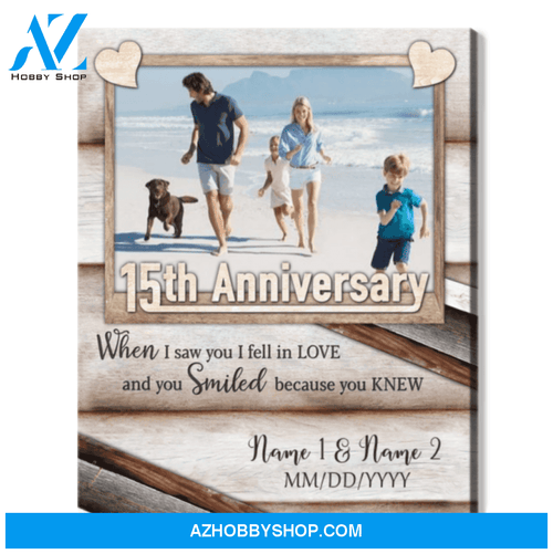 Happy 15th Wedding Anniversary Custom Photo Canvas Print