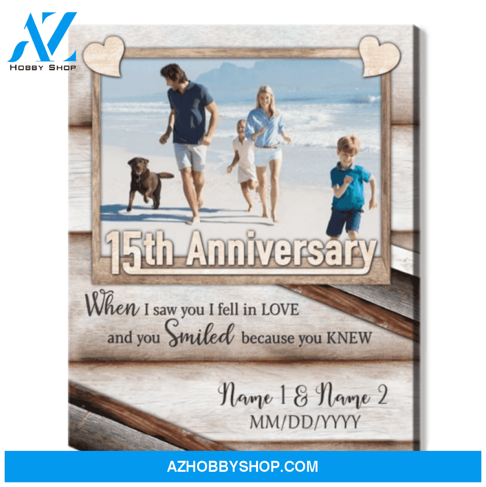 Happy 15th Wedding Anniversary Custom Photo Canvas Print