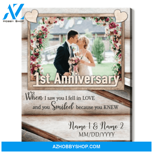 Happy 1st Wedding Anniversary Custom Photo Canvas Print