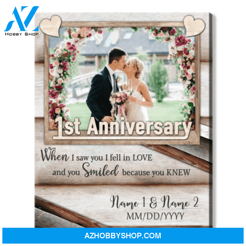 Happy 1st Wedding Anniversary Custom Photo Canvas Print