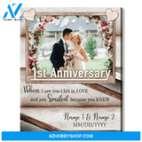 Happy 1st Wedding Anniversary Custom Photo Canvas Print