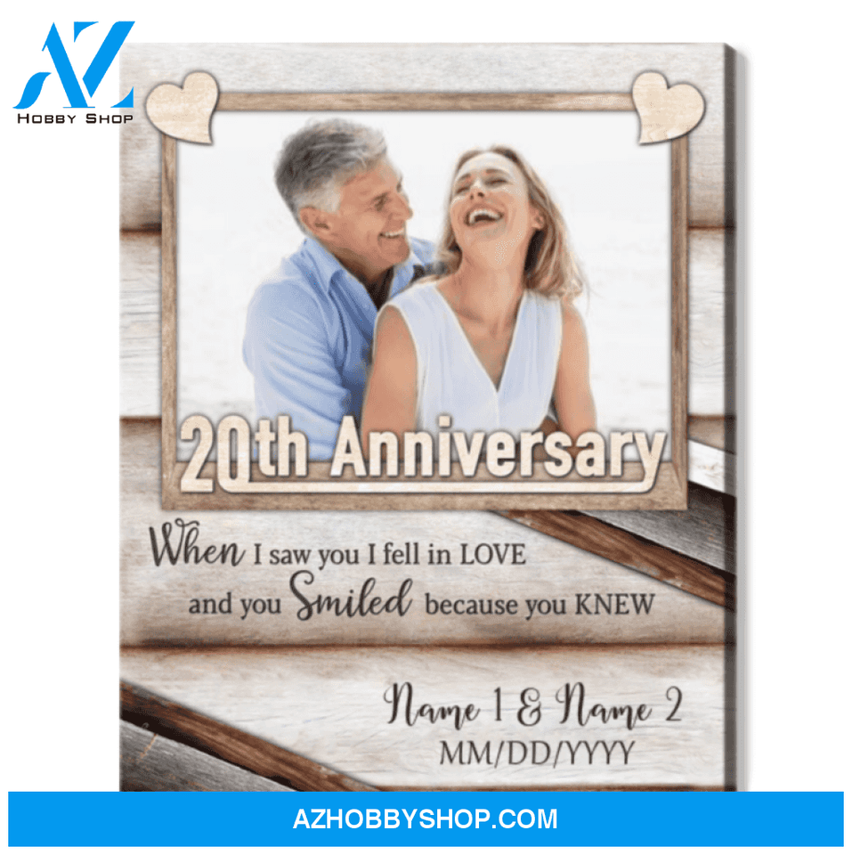 Happy 20th Wedding Anniversary Custom Photo Canvas Print