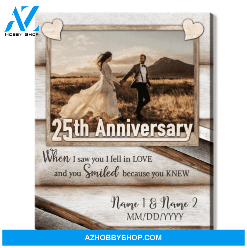 Happy 25th Wedding Anniversary Custom Photo Canvas Print