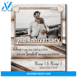Happy 2nd Wedding Anniversary Custom Photo Canvas Print