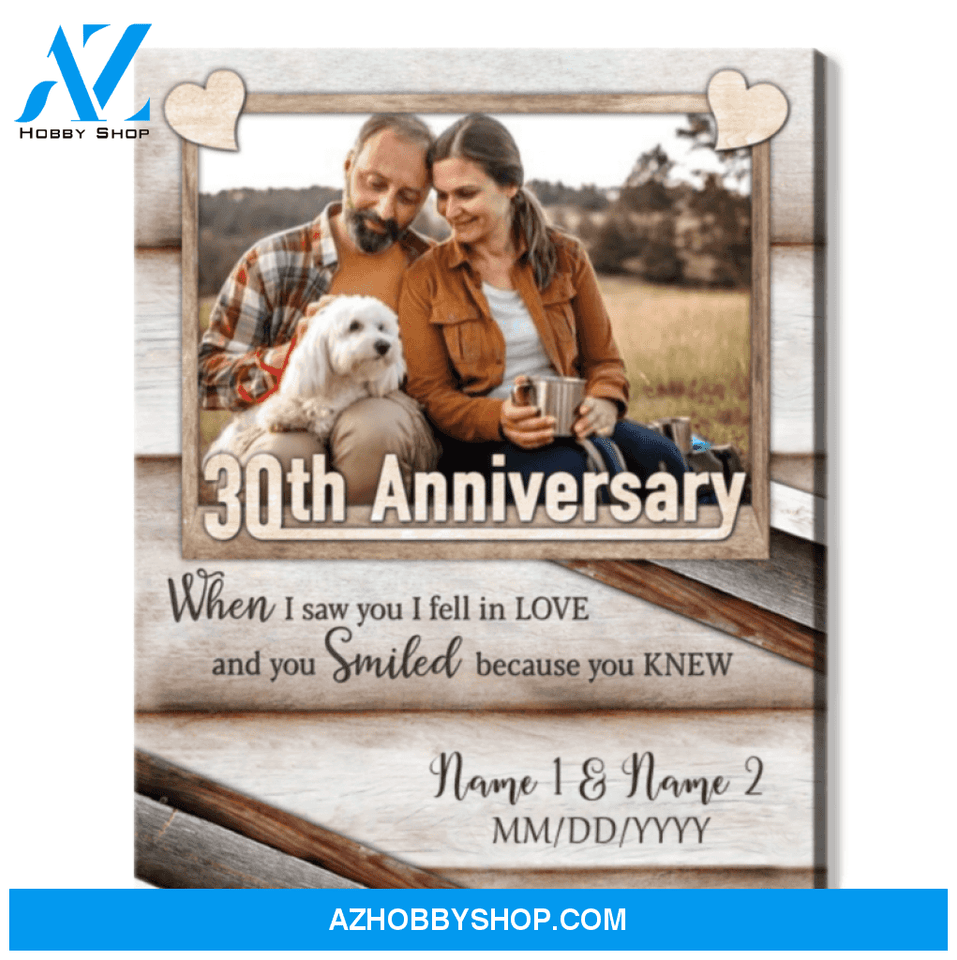 Happy 30th Wedding Anniversary Custom Photo Canvas Print