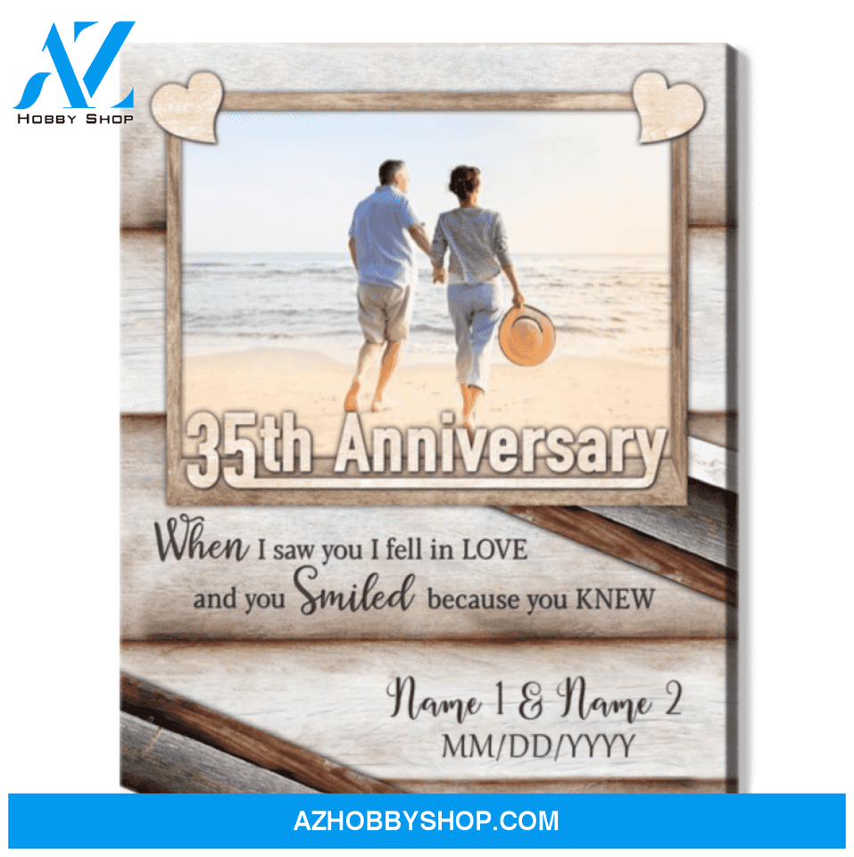 Happy 35th Wedding Anniversary Custom Photo Canvas Print