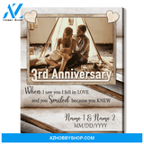 Happy 3rd Wedding Anniversary Custom Photo Canvas Print