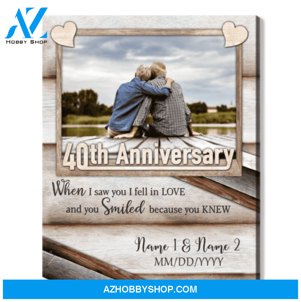 Happy 40th Wedding Anniversary Custom Photo Canvas Print