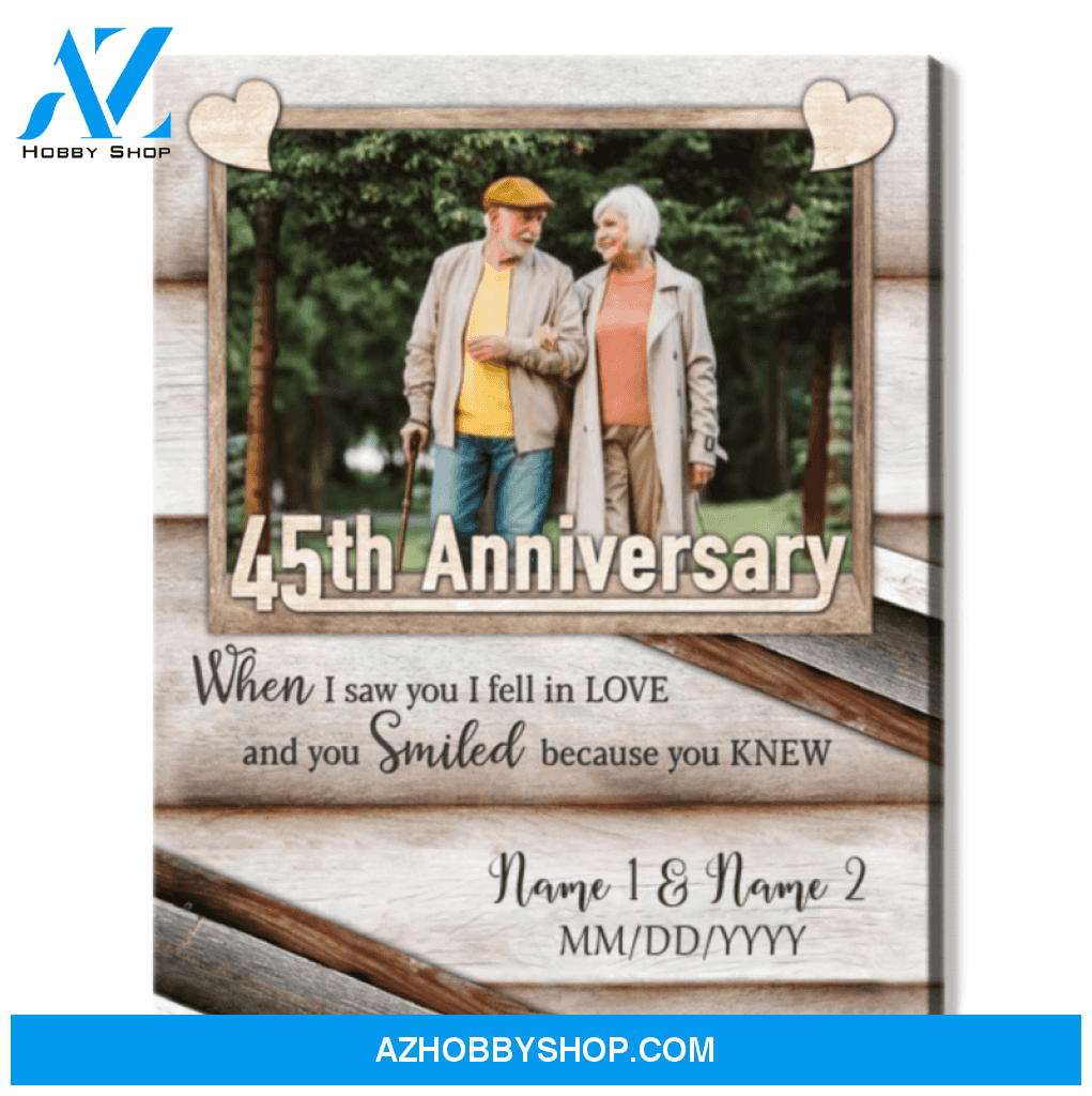 Happy 45th Wedding Anniversary Custom Photo Canvas Print