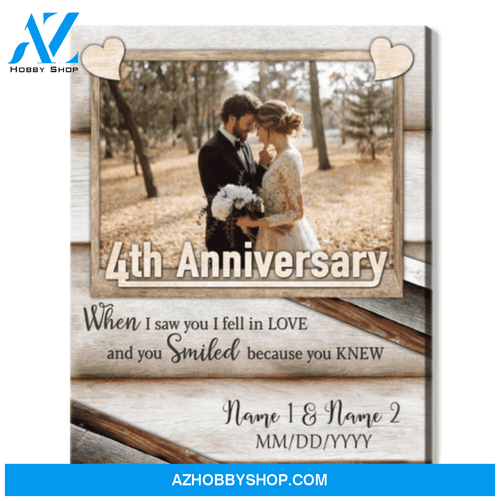 Happy 4th Wedding Anniversary Custom Photo Canvas Print