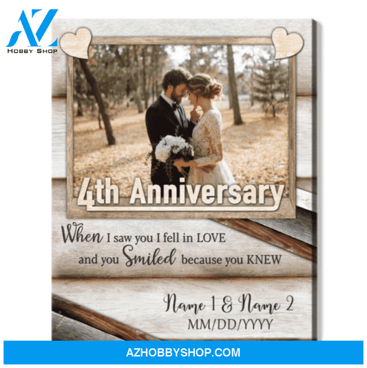 Happy 4th Wedding Anniversary Custom Photo Canvas Print