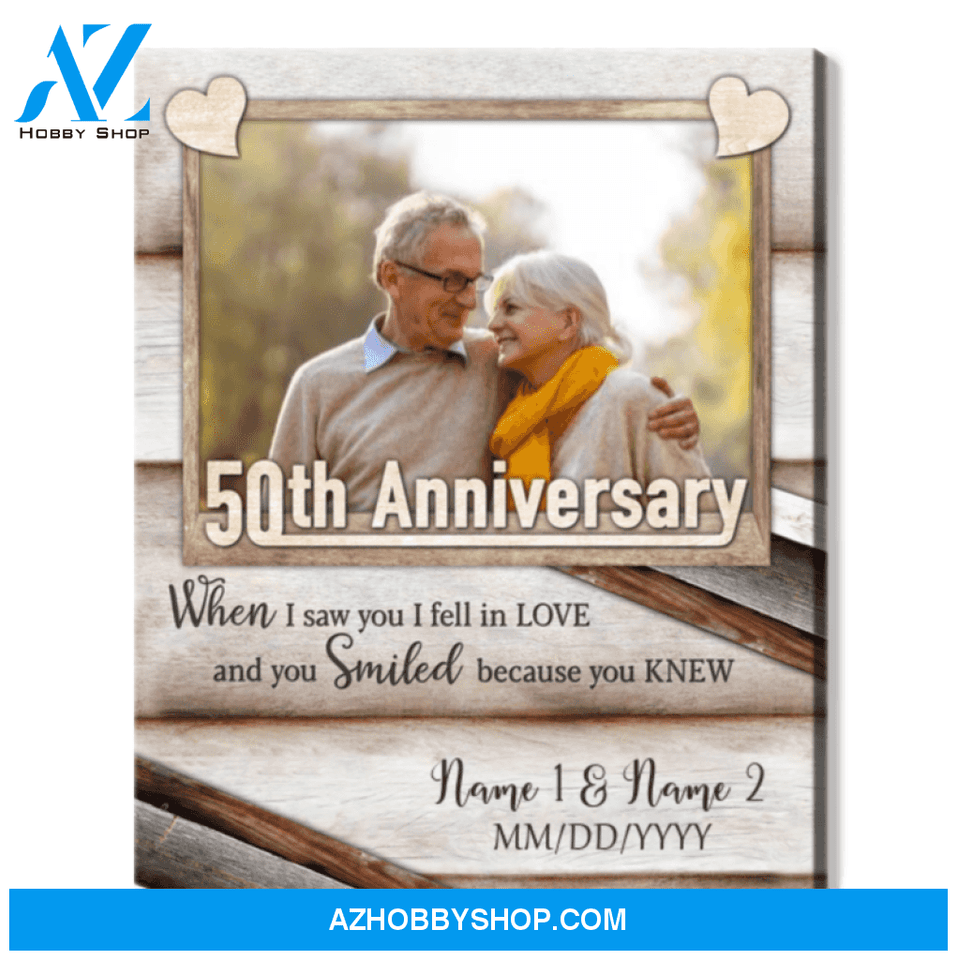 Happy 50th Wedding Anniversary Custom Photo Canvas Print