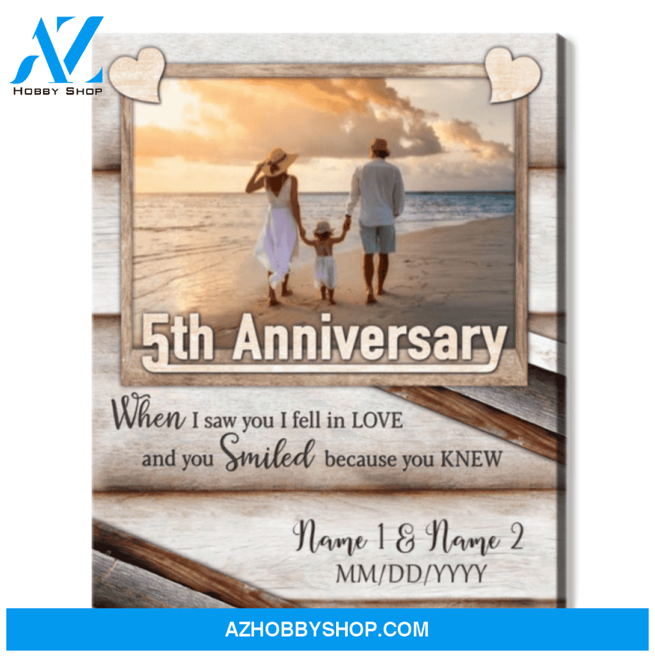 Happy 5th Wedding Anniversary Custom Photo Canvas Print