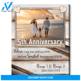 Happy 5th Wedding Anniversary Custom Photo Canvas Print