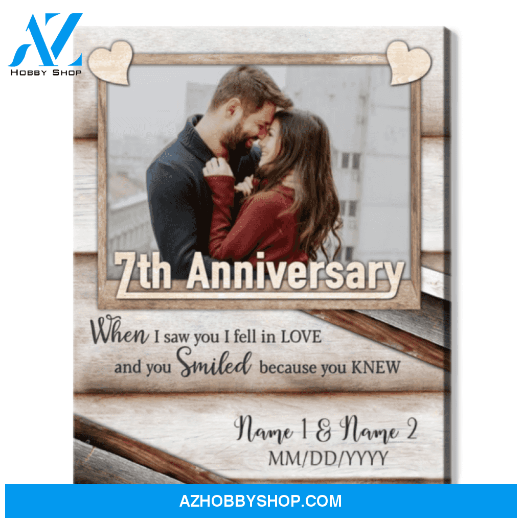 Happy 7th Wedding Anniversary Custom Photo Canvas Print