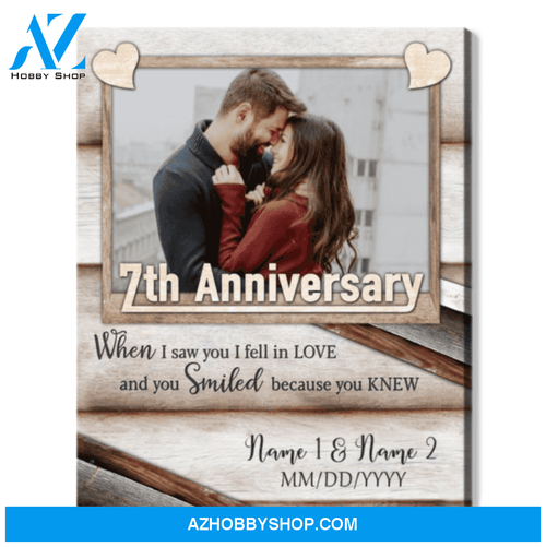 Happy 7th Wedding Anniversary Custom Photo Canvas Print