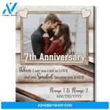 Happy 7th Wedding Anniversary Custom Photo Canvas Print