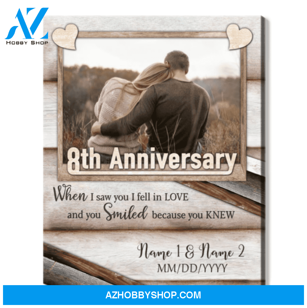 Happy 8th Wedding Anniversary Custom Photo Canvas Print