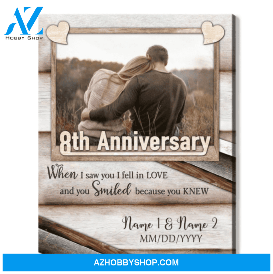 Happy 8th Wedding Anniversary Custom Photo Canvas Print