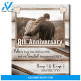 Happy 8th Wedding Anniversary Custom Photo Canvas Print