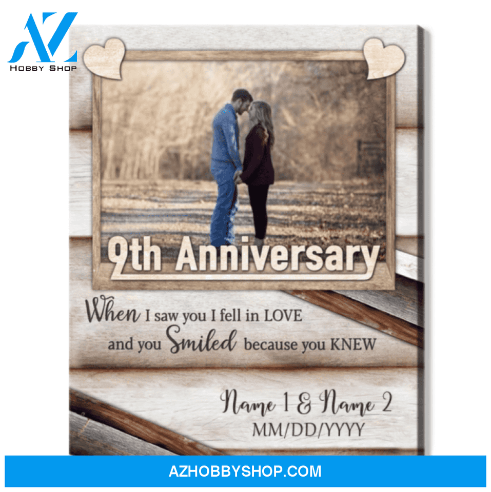 Happy 9th Wedding Anniversary Custom Photo Canvas Print