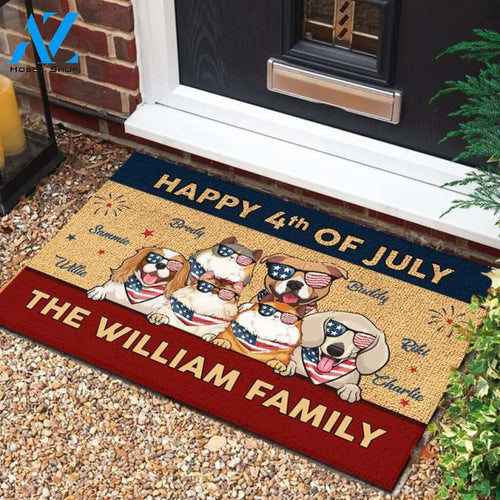 Happy American Independence Day - 4th Of July - Funny Personalized Pet Doormat (Cat & Dog) 