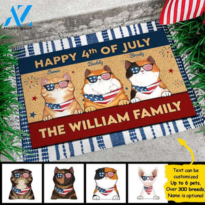 Happy American Independence Day - 4th Of July - Funny Personalized Pet Doormat (Cat & Dog) 