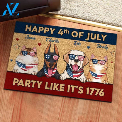 Happy American Independence Day - 4th Of July - Funny Personalized Pet Doormat (Cat & Dog) 