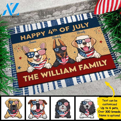 Happy American Independence Day - 4th Of July - Funny Personalized Pet Doormat (Cat & Dog) 