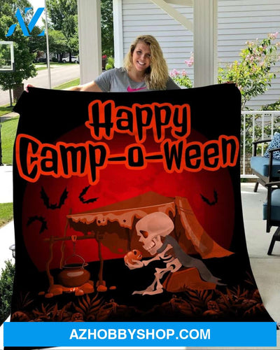 Happy Camp-o-ween Fleece Blanket - Sherpa Blanket, Anniversary Gift, Halloween Gift