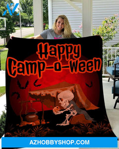 Happy Camp-o-ween Fleece Blanket - Sherpa Blanket, Anniversary Gift, Halloween Gift