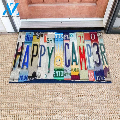 Personalized Name Family House Happy Camper Camping Doormat Welcome Mat House Warming Gift Home Decor Funny Doormat Gift Idea