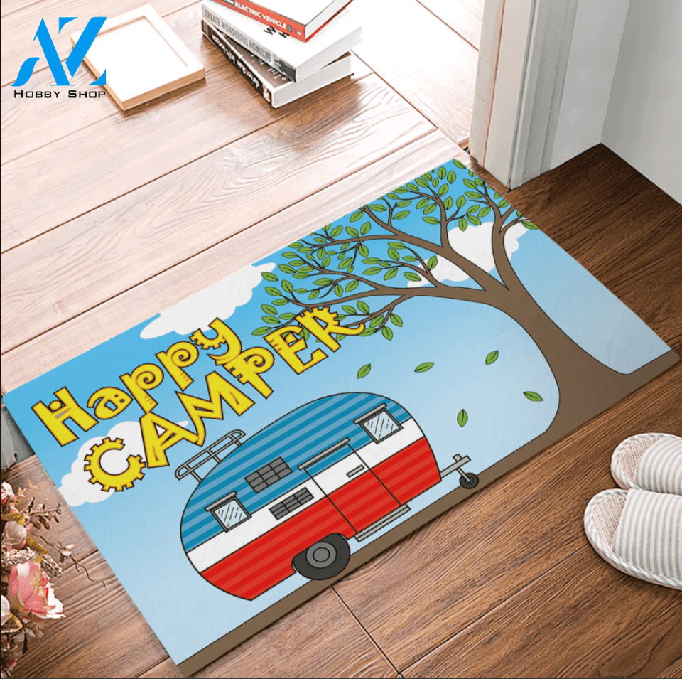 Happy Camper Doormat Welcome Mat Housewarming Gift Home Decor Funny Doormat Gift For Camping Lovers Gift For Family Birthday Gift
