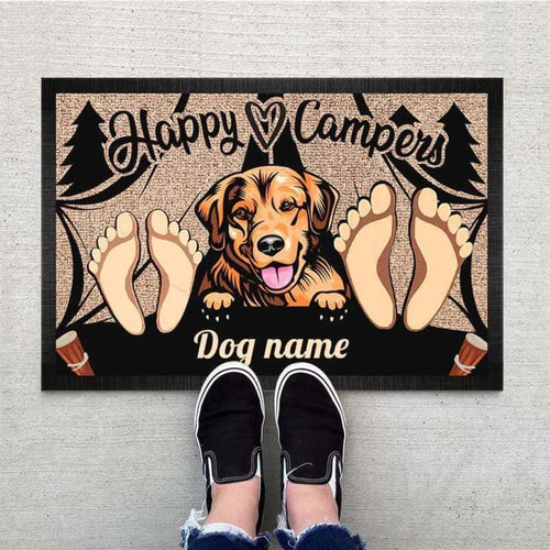 Happy Camper Doormat, Dog Lover Gift, Camping Gift, Pawprints Doormat