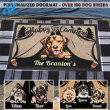 Happy Camper Doormat, Personalized Dog Welcome Mat, Custom Welcome Mat, Custom Dog Camping Doormat, Camping Doormat, Camper Doormats