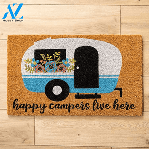 Happy Camper Easy Clean Welcome DoorMat | Felt And Rubber | DO1866