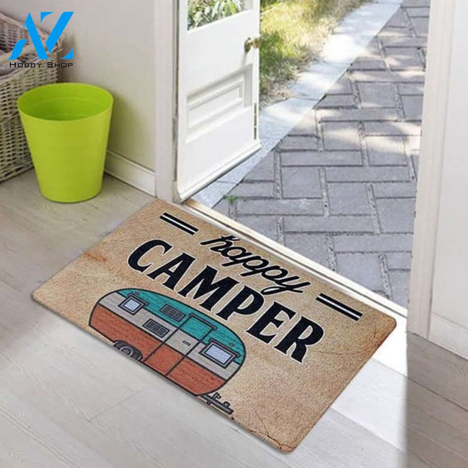 Happy Camper Easy Clean Welcome DoorMat | Felt And Rubber | DO1740