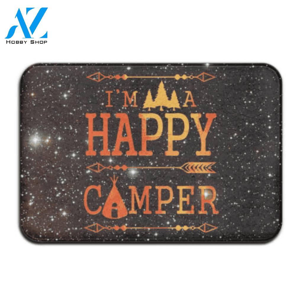Happy Camper Easy Clean Welcome DoorMat | Felt And Rubber | DO2185