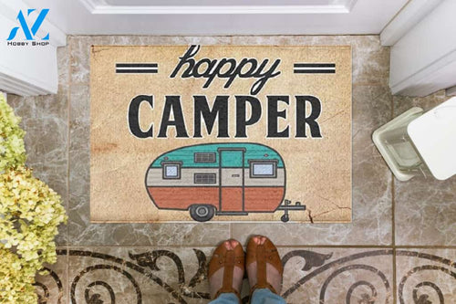 Personalized Name Family House Happy Camper Indoor And Outdoor Doormat Warm House Gift Welcome Mat Gift For Camping Lovers Best Gift Idea For Family