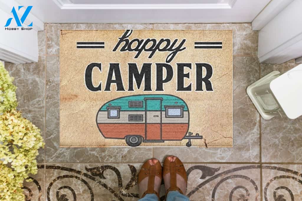 Happy Camper Indoor And Outdoor Doormat Warm House Gift Welcome Mat Gift For Camping Lovers Best Gift Idea For Family
