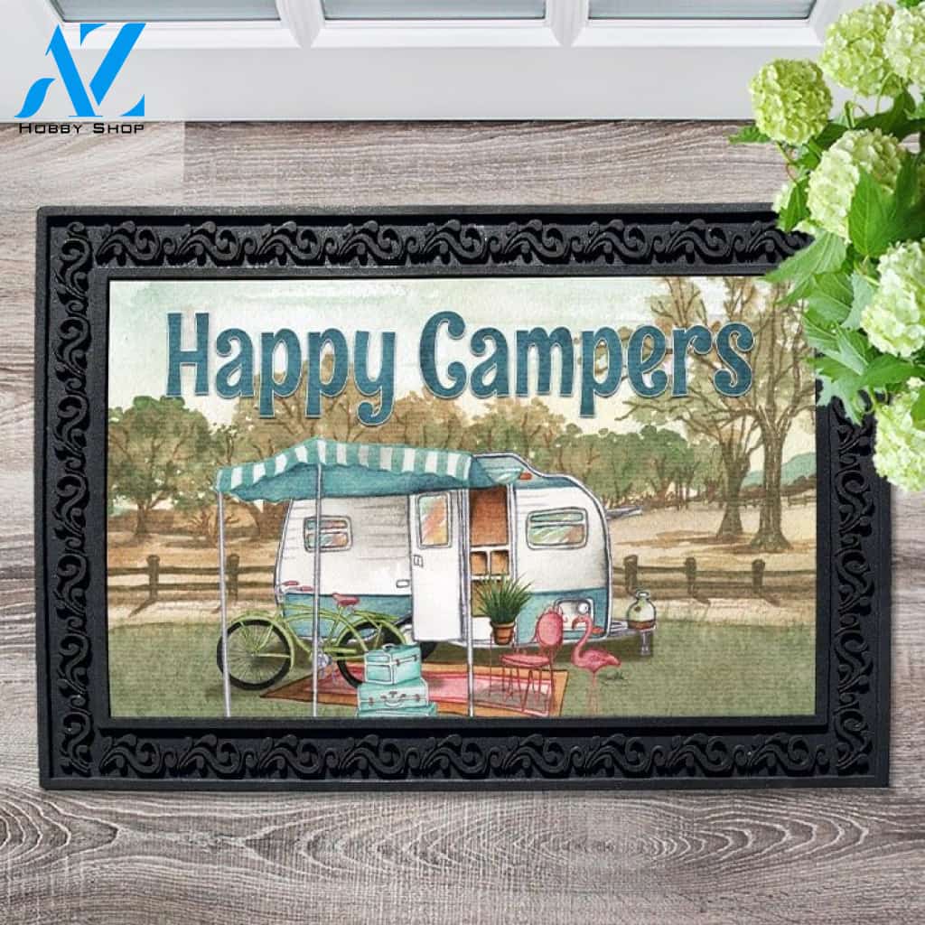 Happy Campers Blue Doormat - 18" x 30"