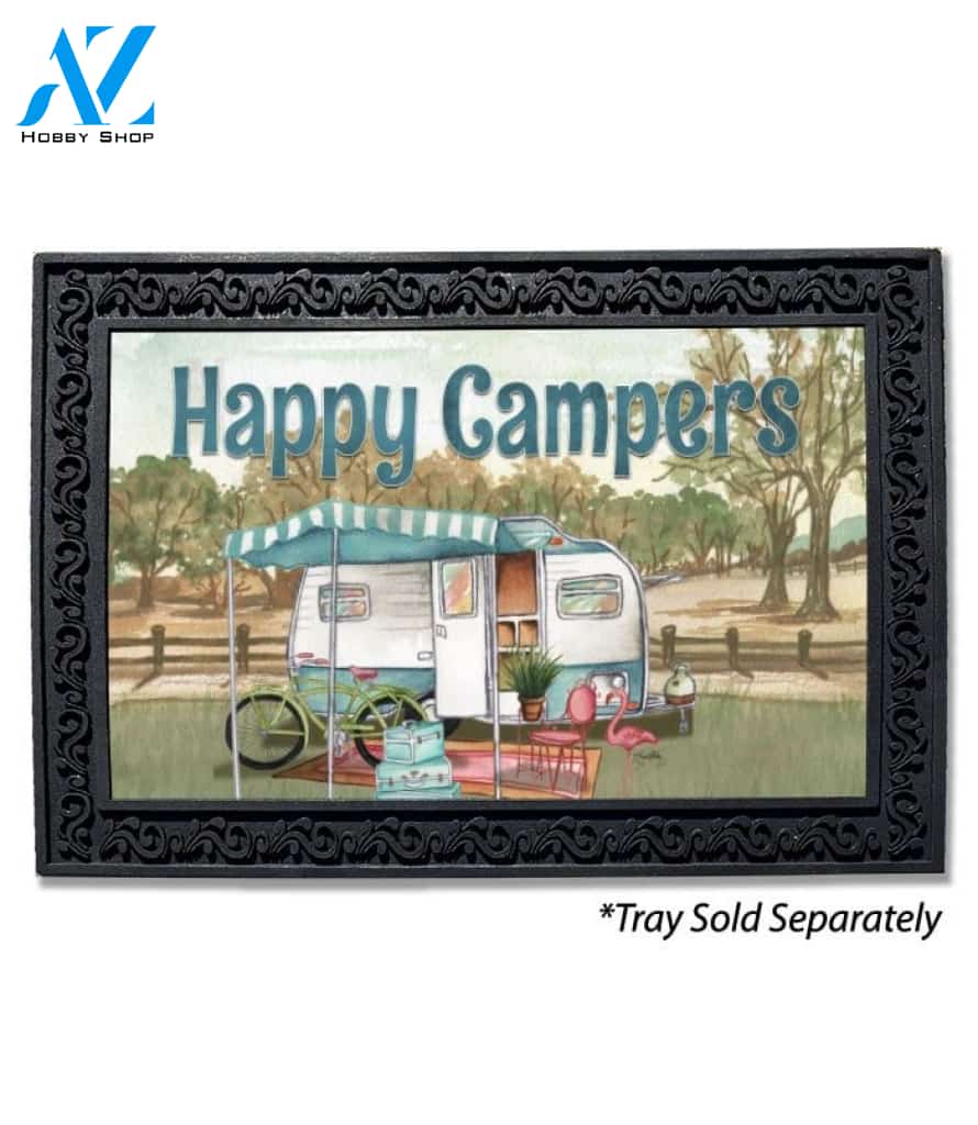 Happy Campers Blue Doormat - 18" x 30"