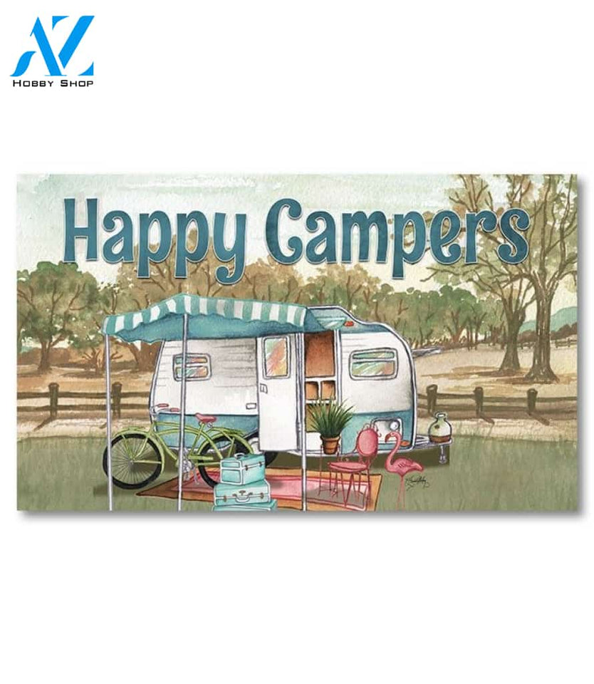 Happy Campers Blue Doormat - 18" x 30"