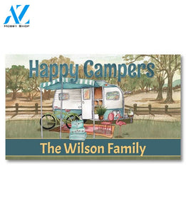Happy Campers Blue Personalized Doormat - 18" x 30"