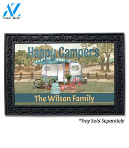 Happy Campers Blue Personalized Doormat - 18" x 30"