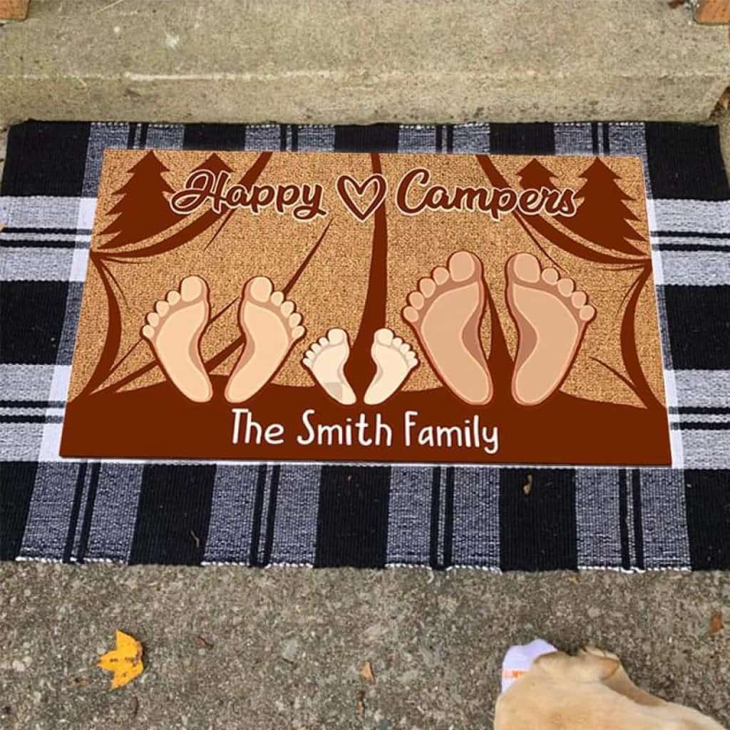 Happy Campers Camping Doormat, Camping Gift, House Warming Gifts, Rv Camping Lovers