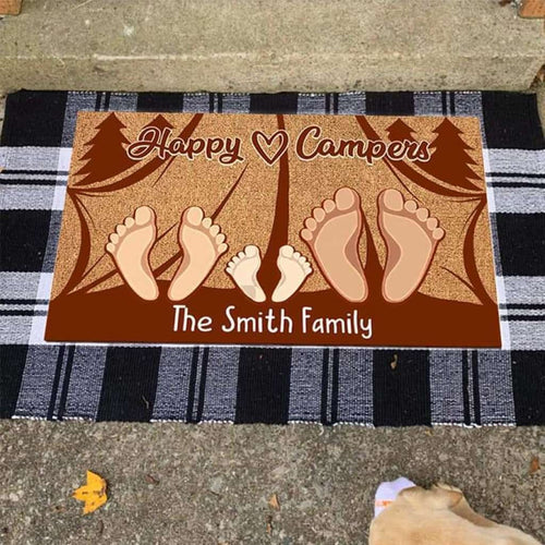 Happy Campers Camping Doormat, Camping Gift, House Warming Gifts, Rv Camping Lovers