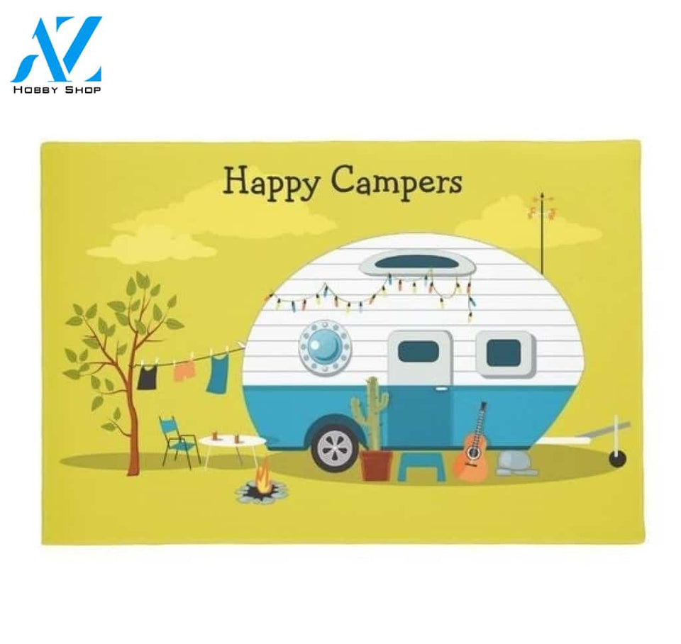 Happy Campers Doormat Welcome Mat Housewarming Gift Home Decor Funny Doormat Gift For Camper Lovers Gift For Friend Birthday Gift