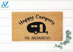 Happy Campers Doormat, Camper Doormat, Camping Decor, Personalized Doormat, Last Name Door Mat, Camping Welcome Mat, Camper Decor, Custom