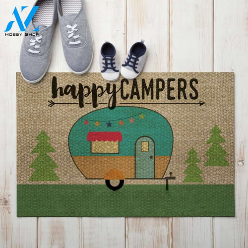 Happy Campers Indoor and Outdoor Doormat Welcome Mat House Warming Gift Home Decor Funny Doormat Gift Idea